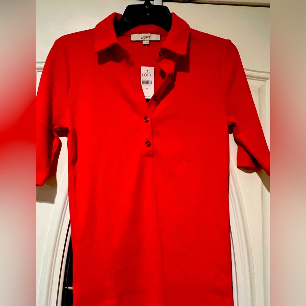 Red collared shirt